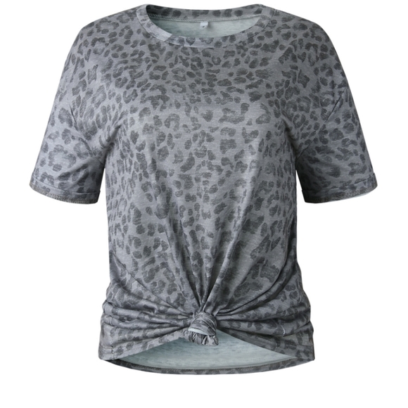 LAST 2! Gray Leopard Print Tee - Picture 3 of 6
